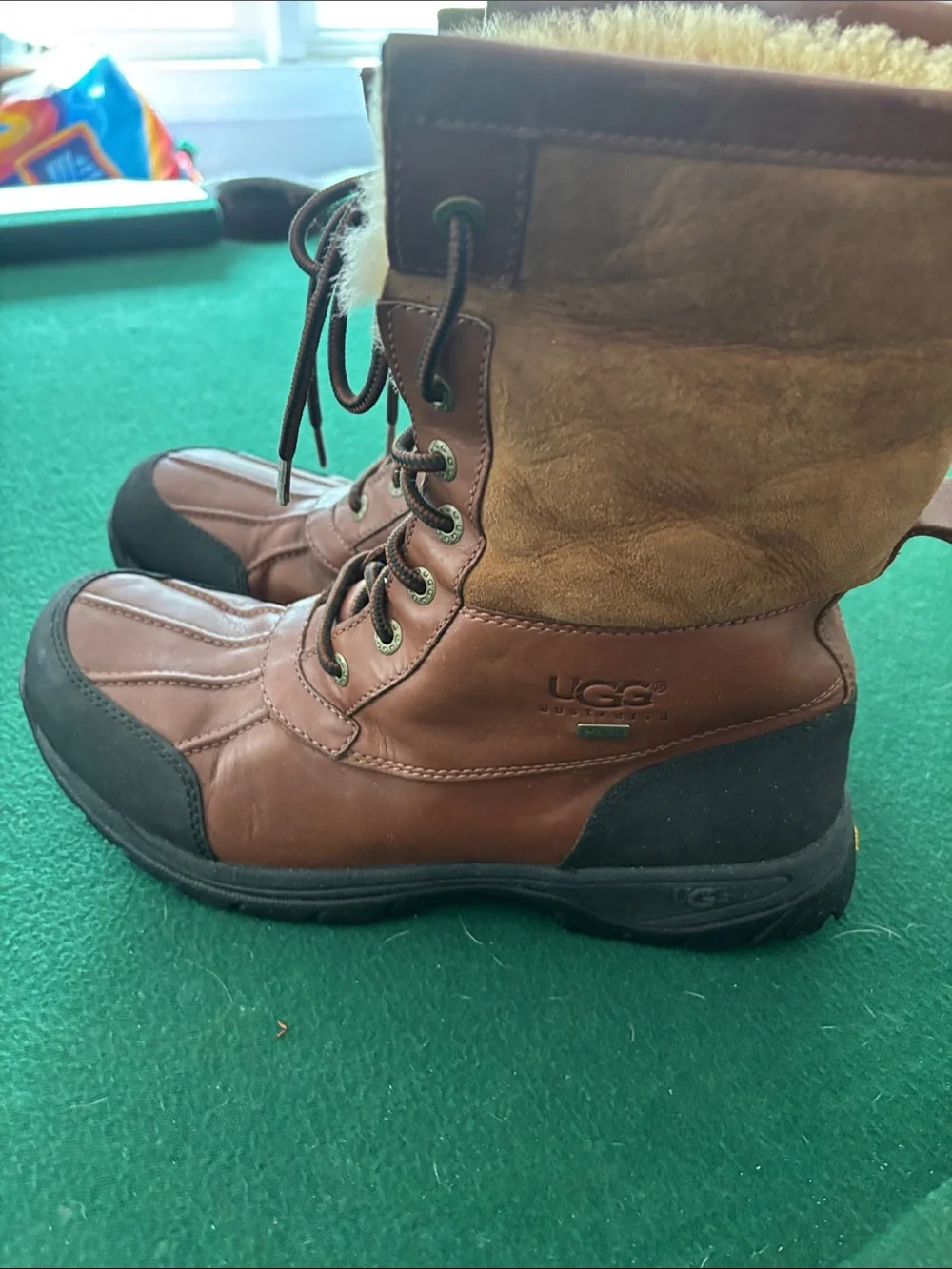UGG Mens Butte Worchester Brown Leather Waterproof Vibram Boots Size 11